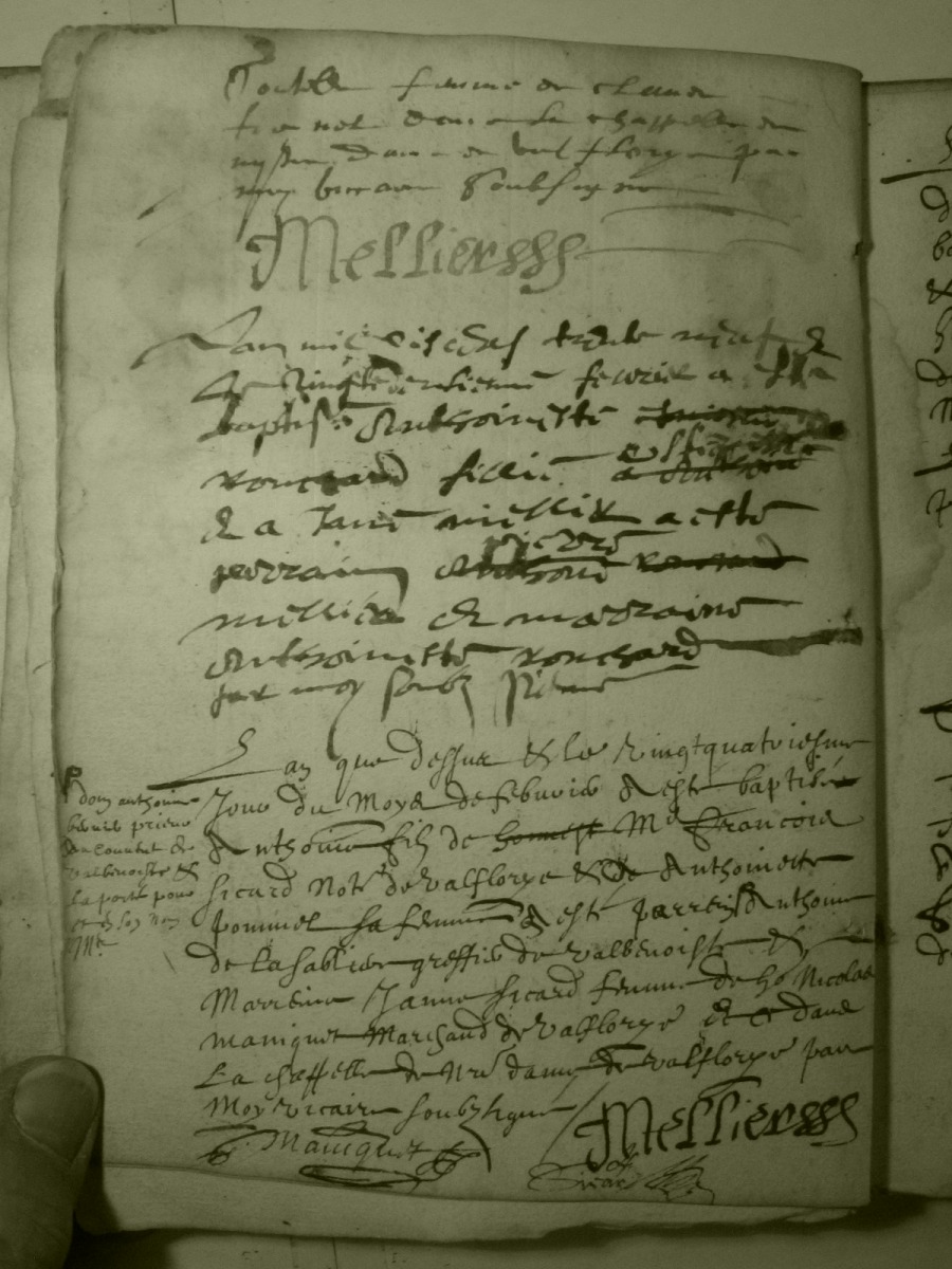 Page du registre